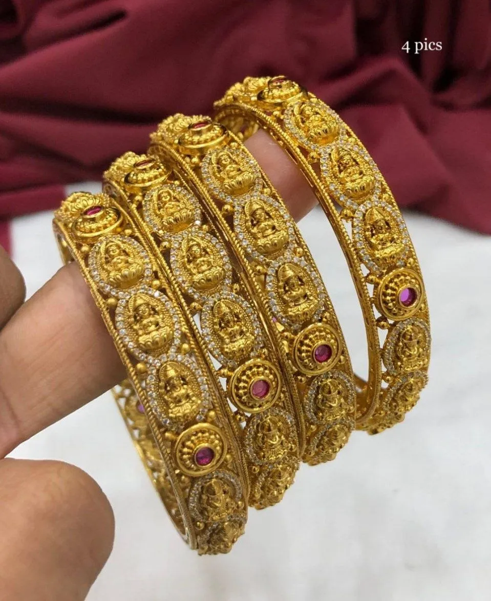 Lakshmi AD Stone Antique Bangles - Set of 4